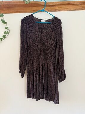 Universal Thread Long-Sleeve V-Neck Dress in Deep Plum